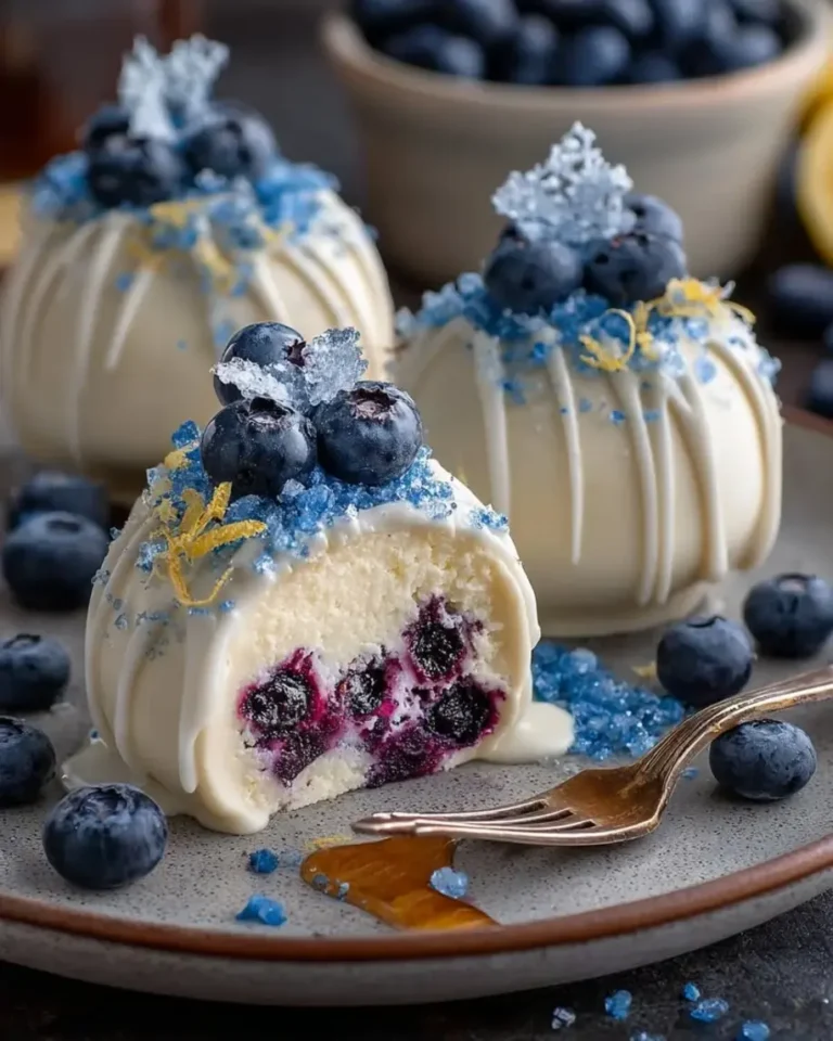 Easy Lemon Blueberry Crystal Bombs with Cream Core