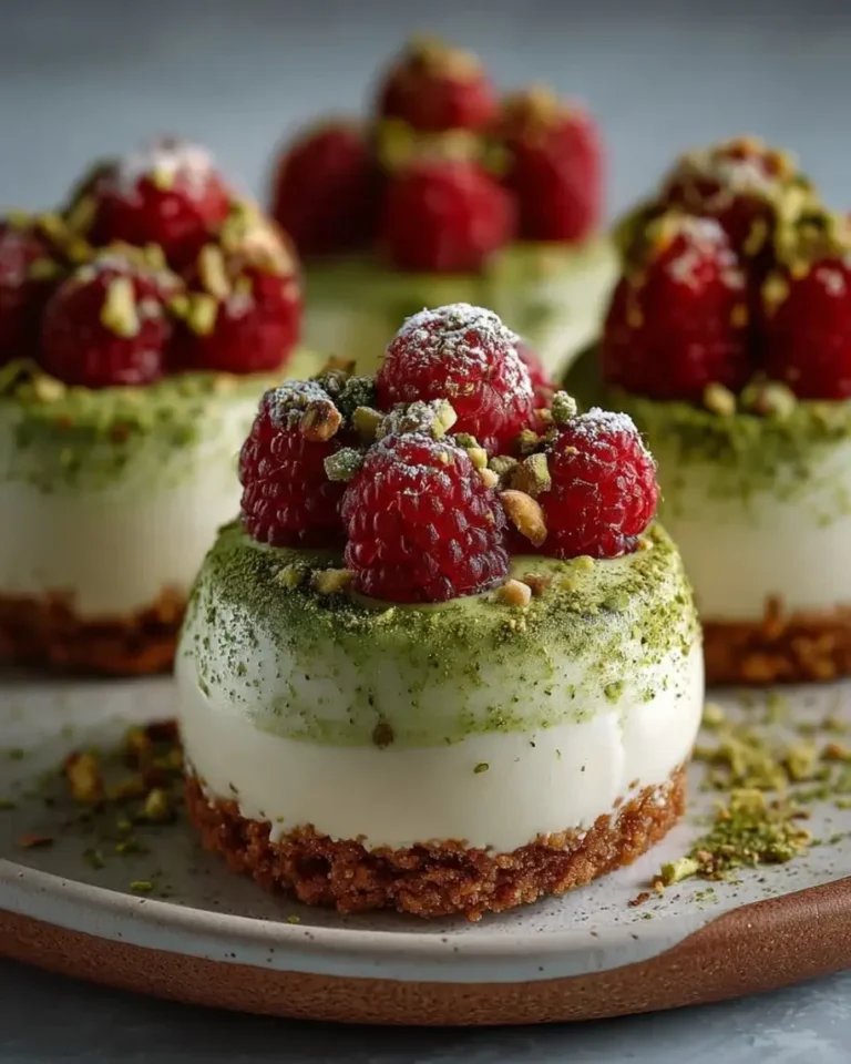 Pistachio Cheesecake Domes with Raspberry Surprise Recipe