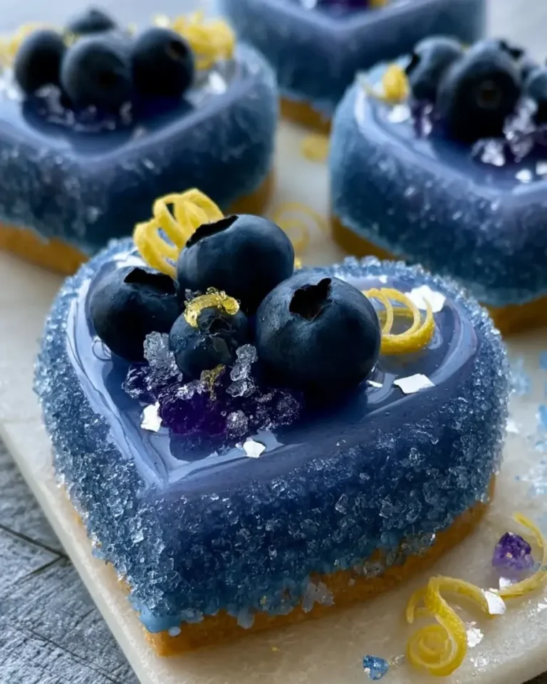 Frozen Blueberry Lemon Velvet Hearts with Icy Glaze