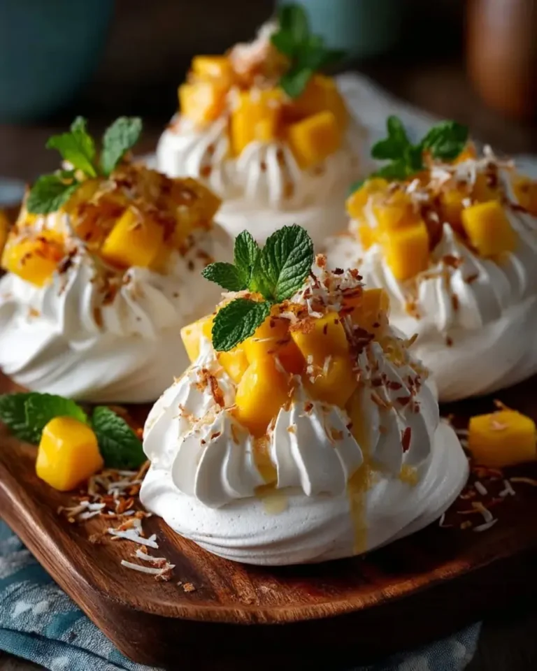Crispy Tropical Mango Coconut Pavlova Nests Recipe