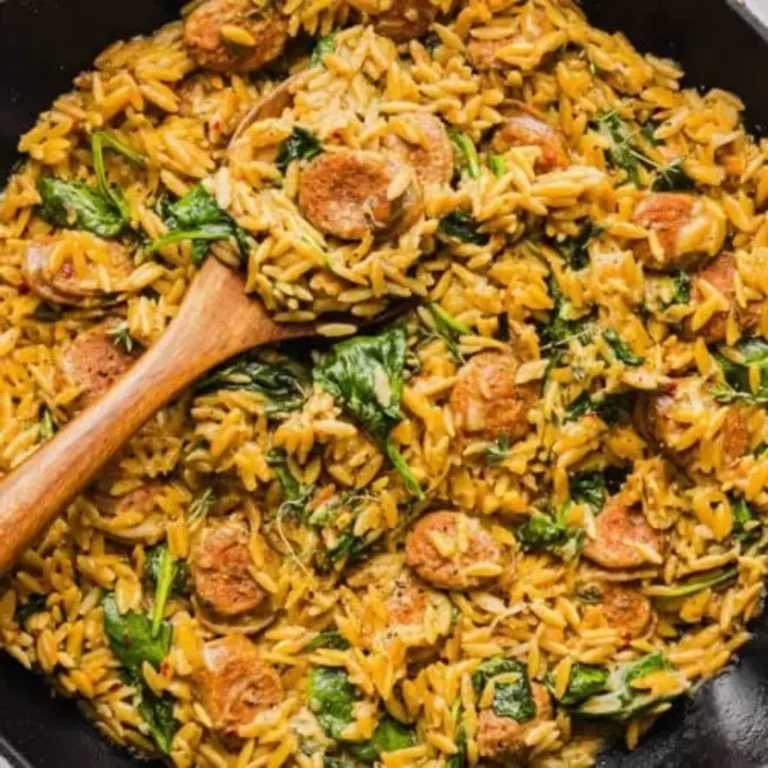 Creamy Chicken Sausage Orzo Skillet