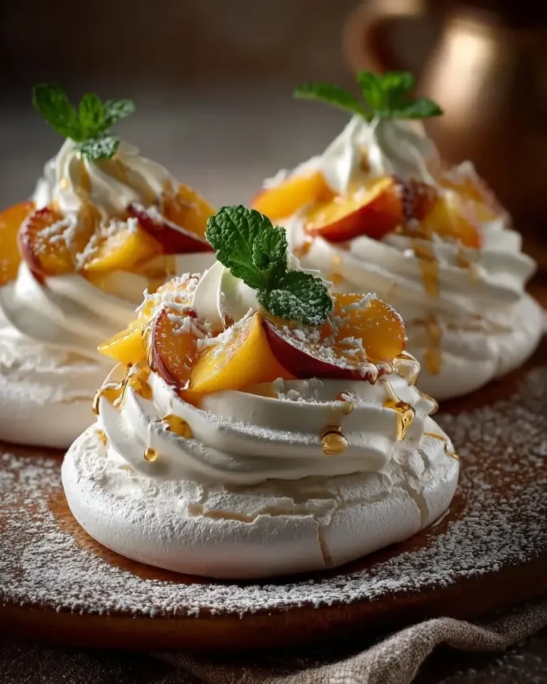 Dreamy Peach Vanilla Bean Cream Pavlova Pillows Recipe