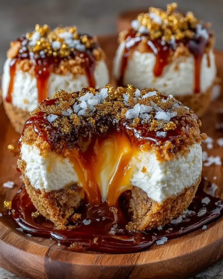 Decadent Caramel Gold Cheesecake Bombs with Molten Center