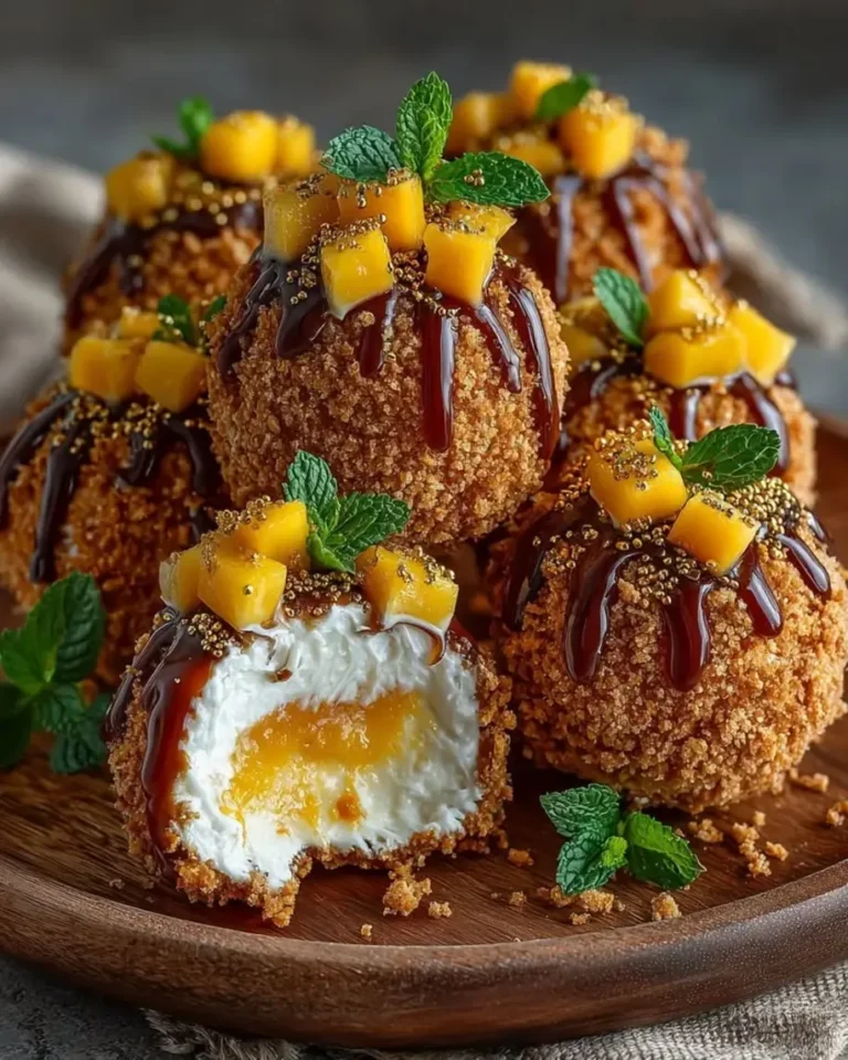 Easy No-Bake Caramel Gold Mango Cheesecake Bombs