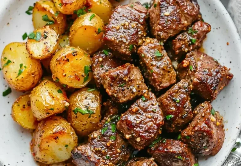 Garlic Steak Bites and Potatoes