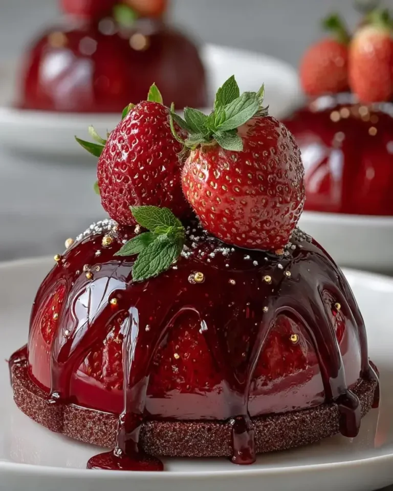Glossy Ruby Strawberry Hibiscus Mirror Domes Recipe