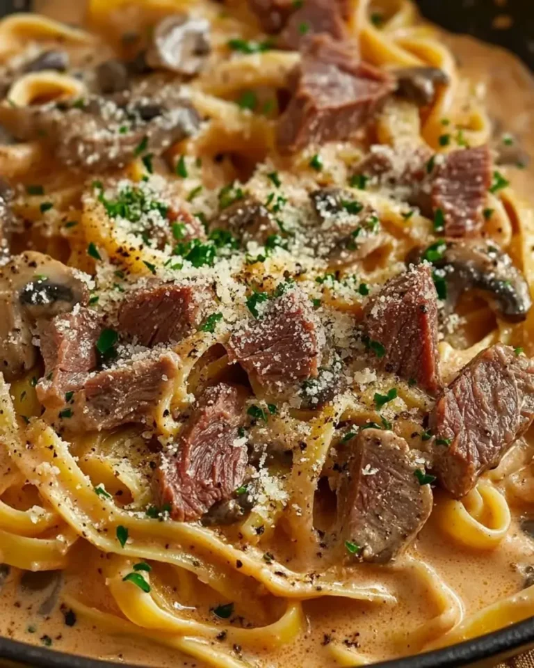Bold Biltong Fettuccine with Creamy Mushroom Sauce