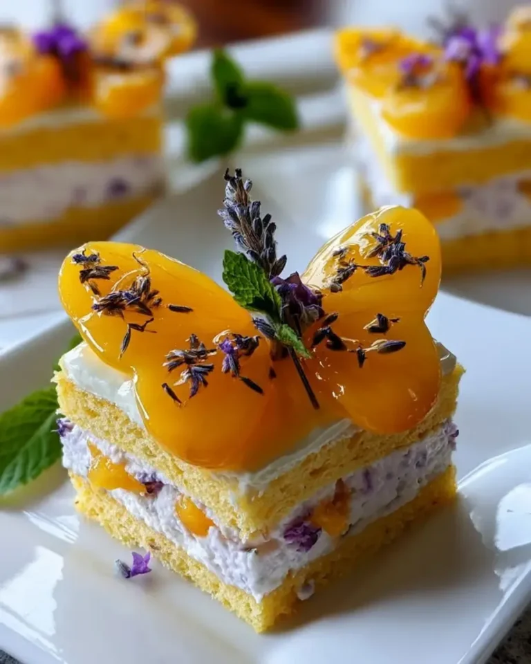 Peach Lavender Butterfly Cream Cakes with Silky Filling