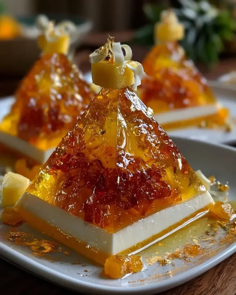 Golden Pineapple Cheesecake Pyramids with Crystal Glaze