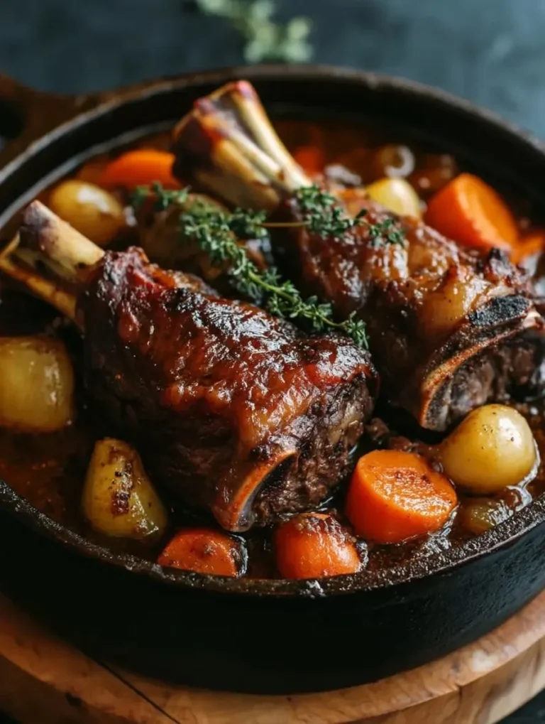 Tender Slow-Braised Lamb Shanks with Herb Gravy
