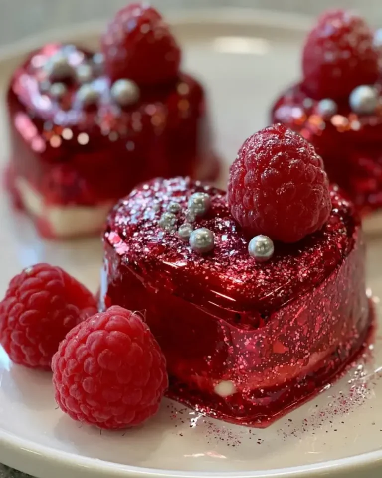 Raspberry Vanilla Crystal Hearts with Ruby Mirror Glaze