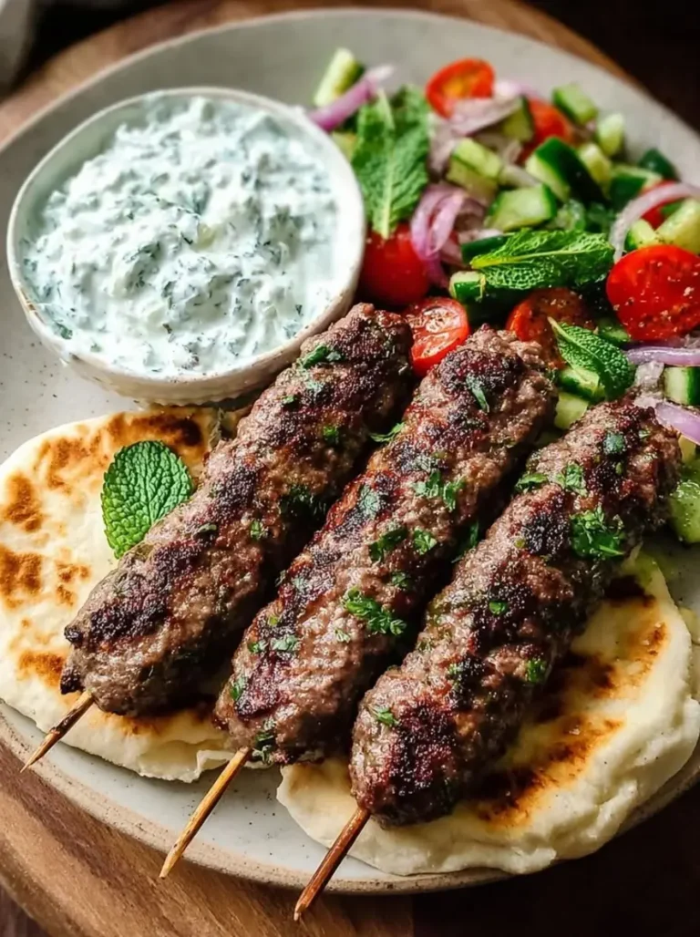Mediterranean Lamb Kofta Skewers with Creamy Homemade Tzatziki