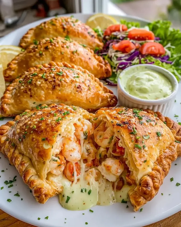 Sheet Pan Seafood Stuffed Hand Pies with Avocado Drip