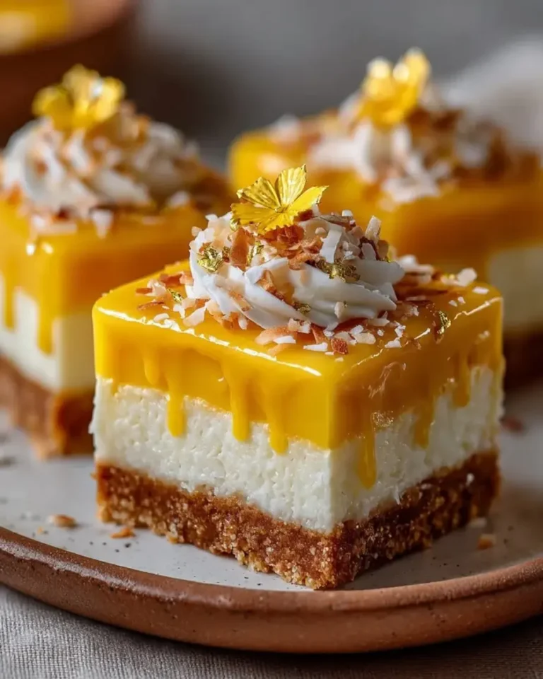 Golden Mango Jewel Bars – No-Bake Coconut Mirror Glaze