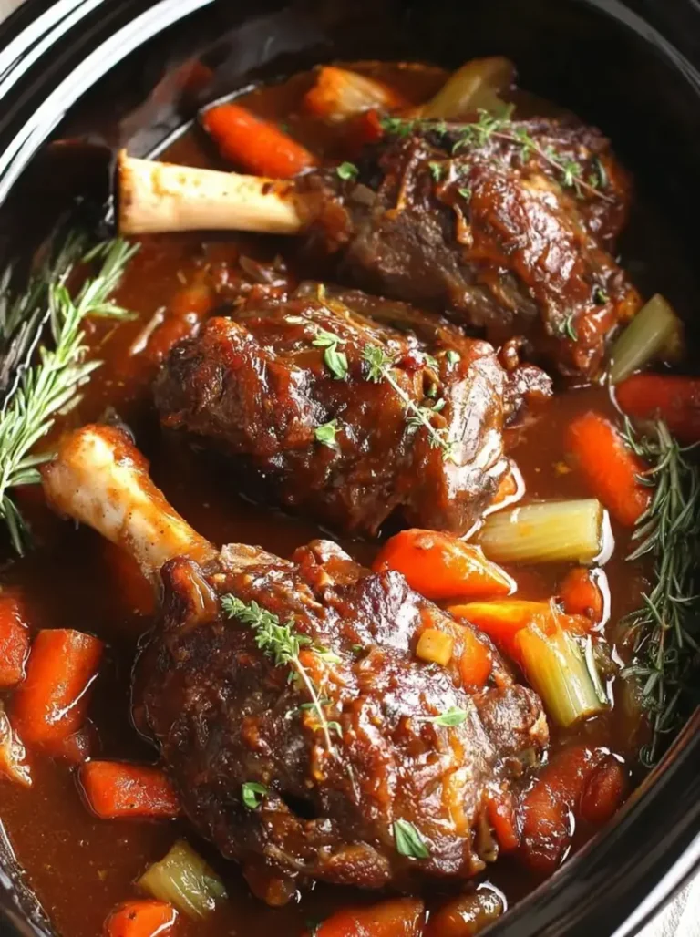 Tender Wine-Braised Lamb Shanks with Rosemary Gravy