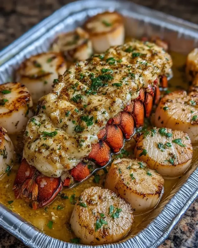 Sheet Pan Garlic Butter Lobster with Golden Scallops