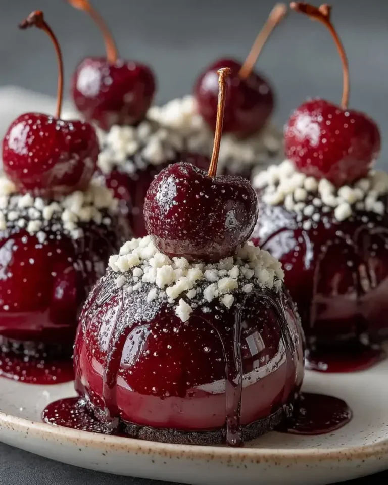 Ruby Cherry Cheesecake Spheres with Hidden Cream Burst