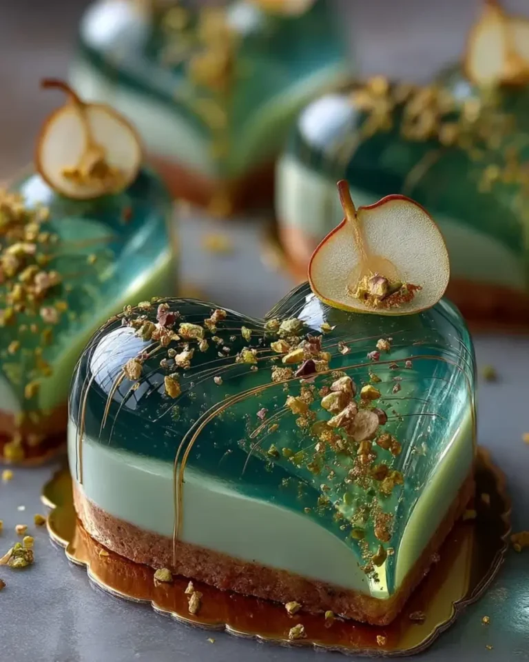 Emerald Pear Pistachio Dream Hearts with Gold Core