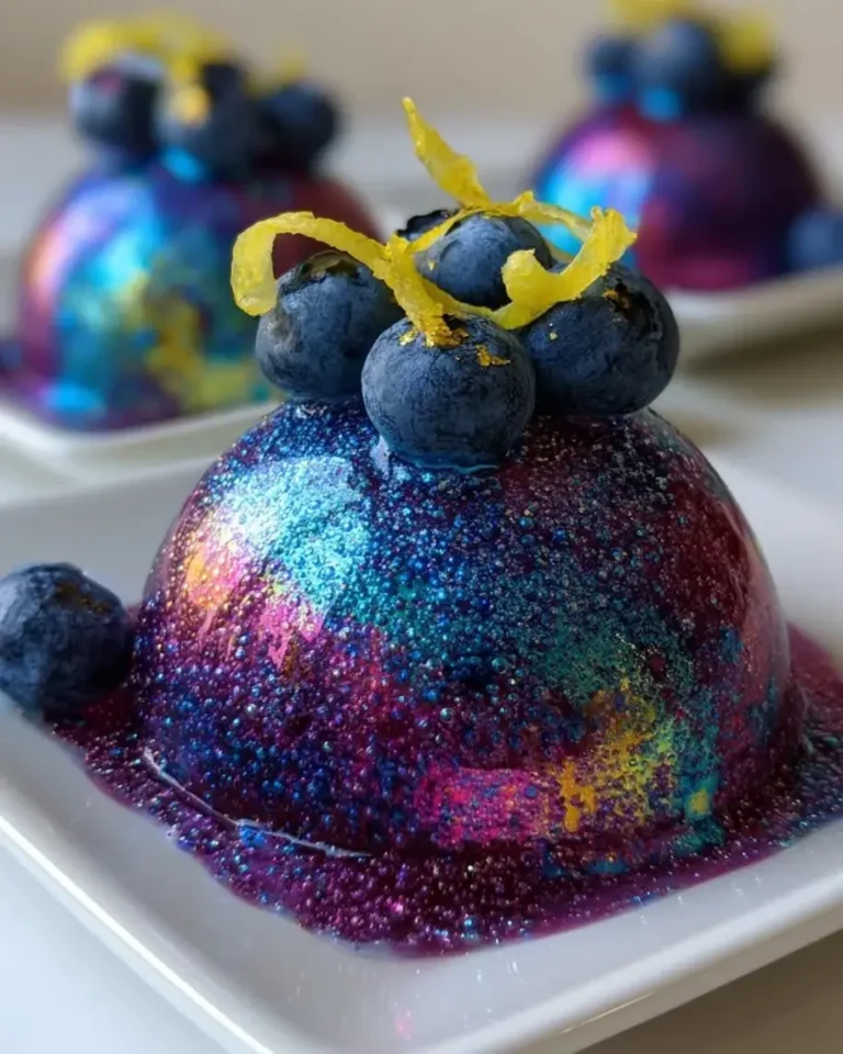 Shimmering Lemon Blueberry Crystal Bombs with Cream Core