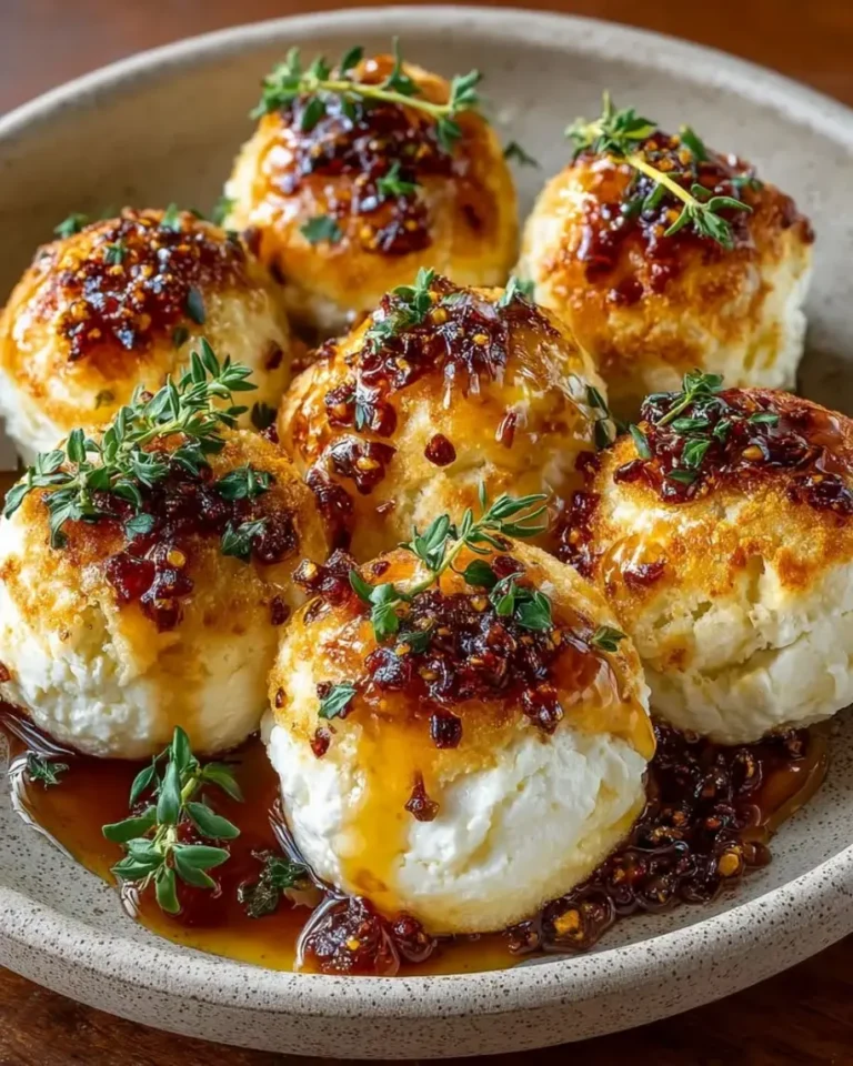 Perfect Sweet & Spicy Hot Honey Peach Goat Cheese Bombs