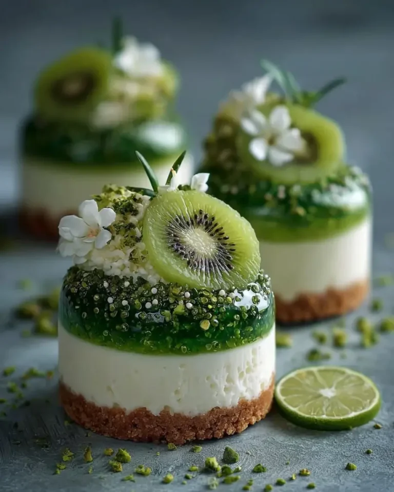 Stunning No-Bake Emerald Kiwi Lime Geode Cheesecake Domes