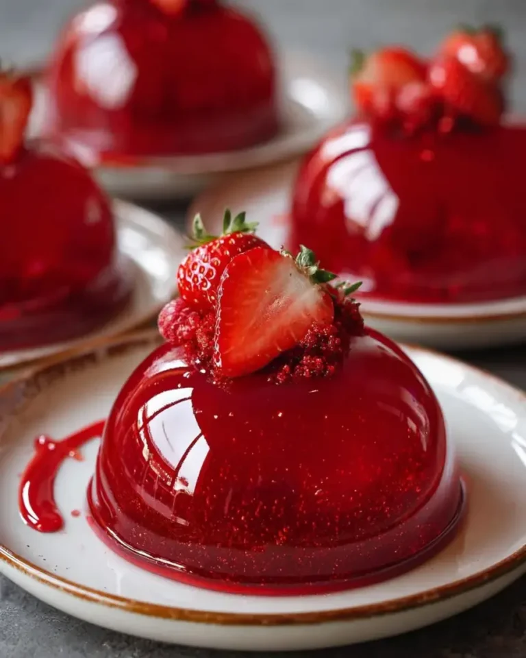 Ruby Strawberry Hibiscus Mirror Domes with Glossy Glaze