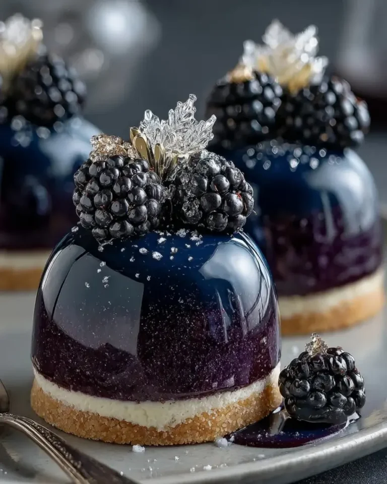 Sapphire Blackberry Lemon Silk Domes with Mirror Finish