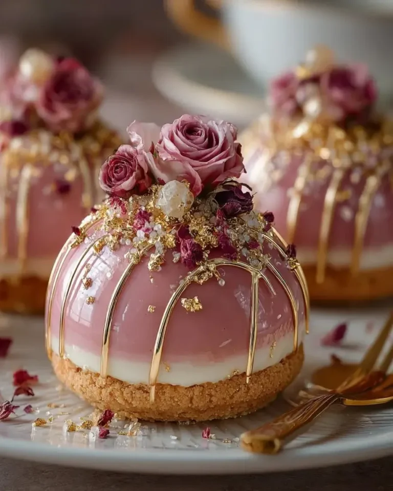 Stunning Velvet Vanilla Rose Dream Domes with Gold Glaze