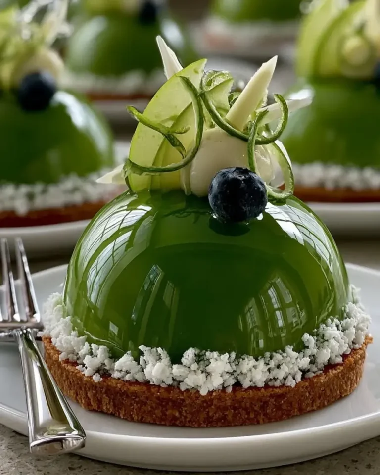 Emerald Apple Lime Prism Domes with White Chocolate Cream
