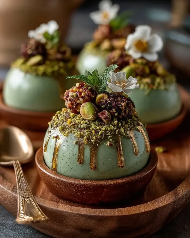 Bronze Pistachio Praline Domes Mirror Glaze Recipe