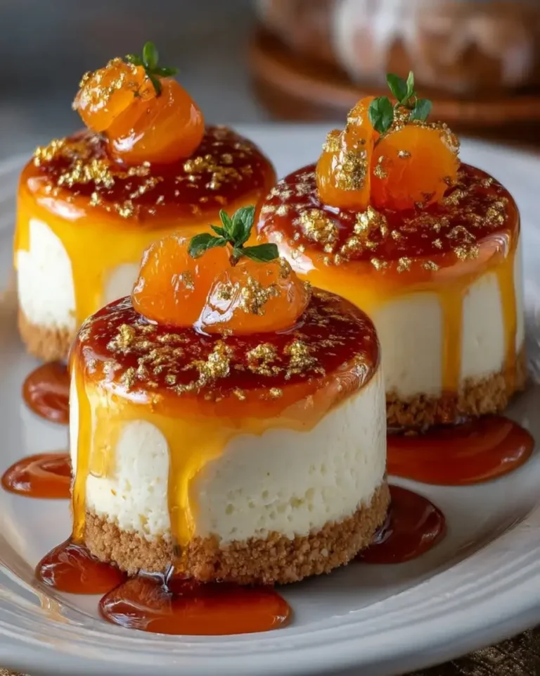 Golden Apricot Honey Cheesecake Domes with Glass Glaze