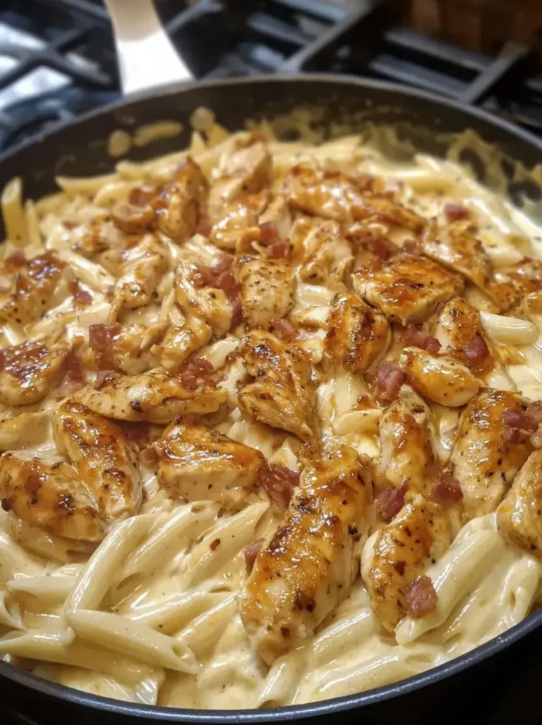 Creamy Sweet BBQ Chicken Bacon Alfredo Skillet Recipe