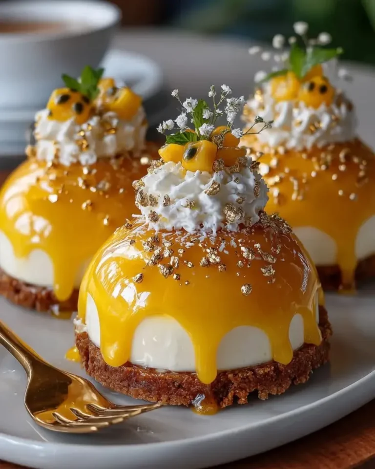 Stunning Golden Mango Passionfruit Mirror Glaze Domes