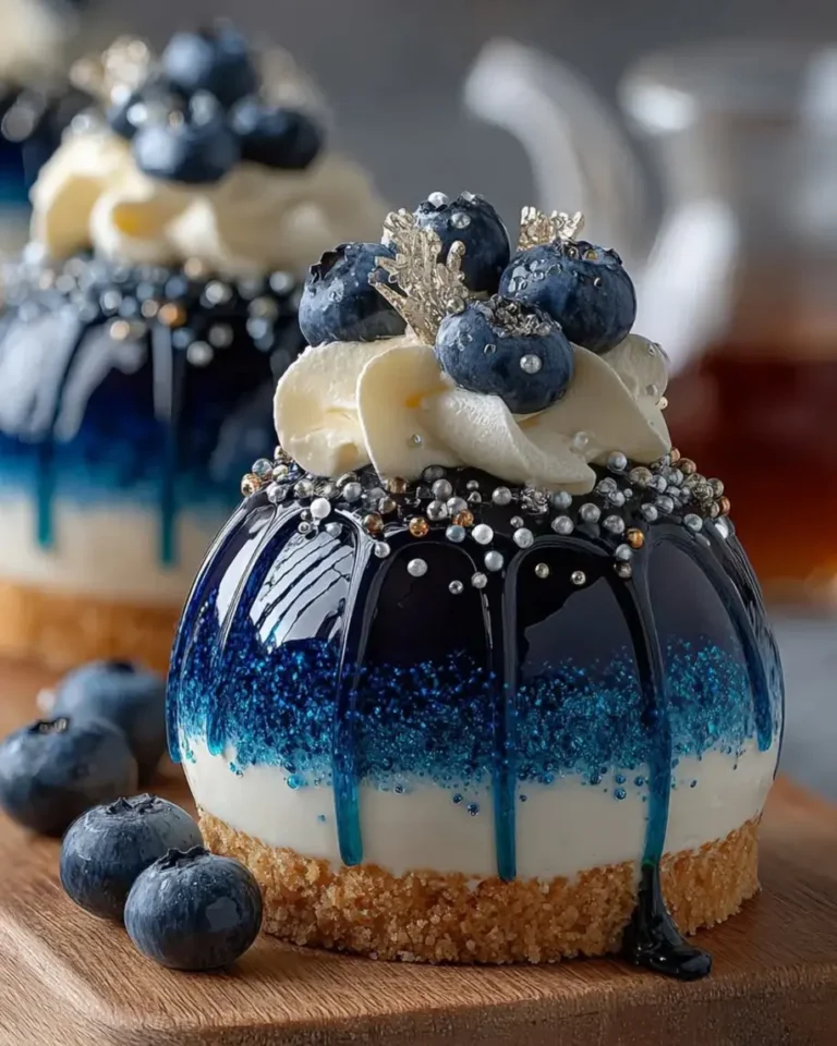 Blueberry Lemon Sapphire Domes with Creamy Vanilla Center