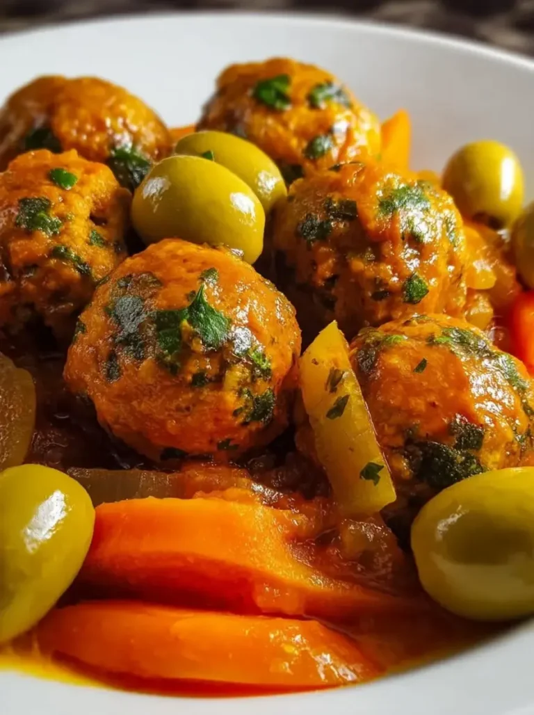 Moroccan Herb Meatballs Simmered in Rich Tomato Sauce