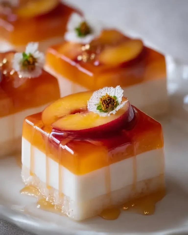 Crystal Peach Mascarpone Cubes with Honey Glaze