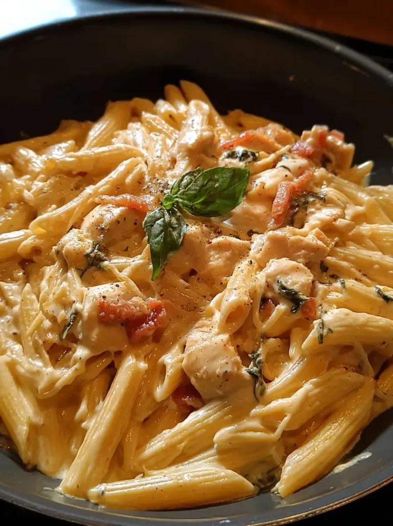 Smoky Honey BBQ Chicken Bacon Pasta in Creamy Basil Sauce