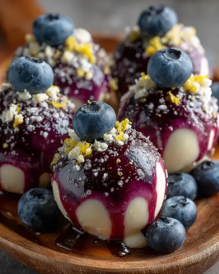 Velvet Blueberry Lemon Cheesecake Bombs with Hidden Cream