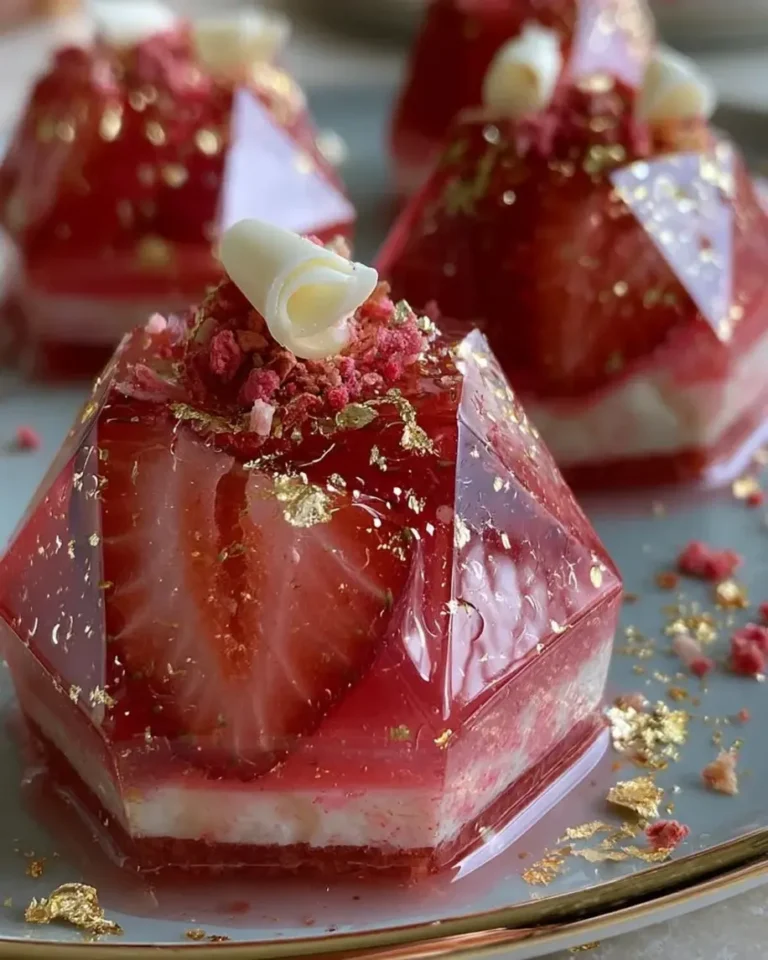 Rose Gold Strawberry Cream Jewels with Mirror Glaze
