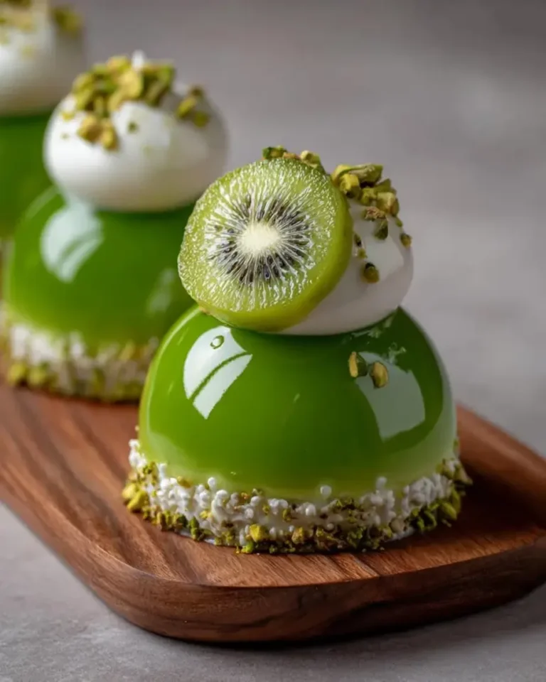 Emerald Kiwi White Chocolate Mirror Domes with Cream Core