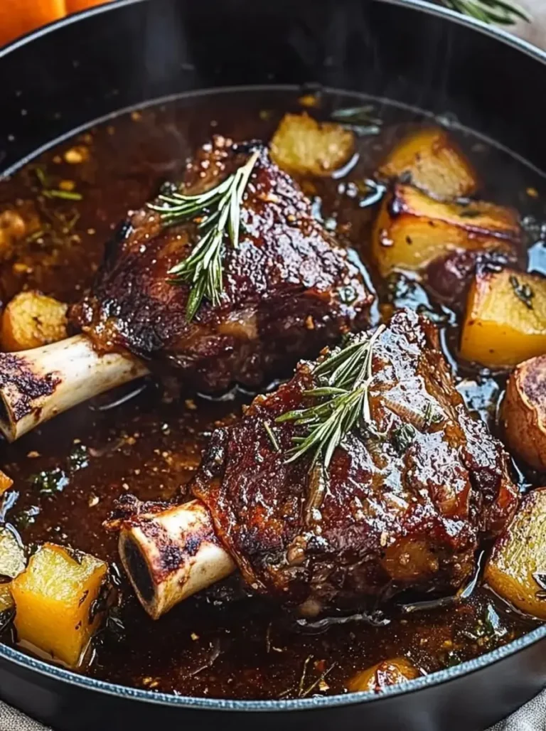 Braised Lamb Shanks with Rosemary Balsamic Gravy