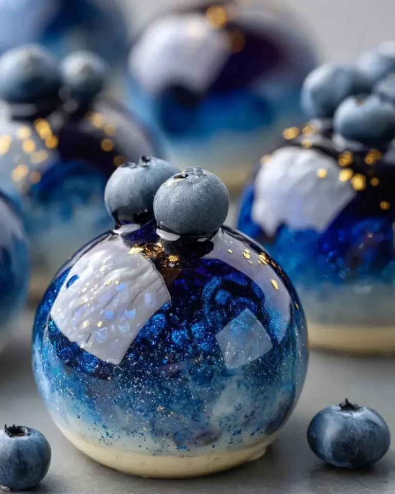 Sapphire Blueberry Vanilla Prism Domes with Mirror Glaze