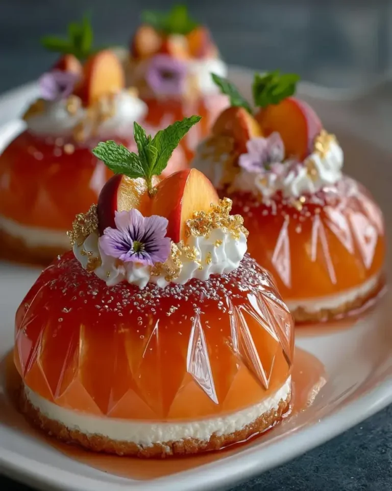 Diamond Peach Cheesecake Domes with Crystal Glaze