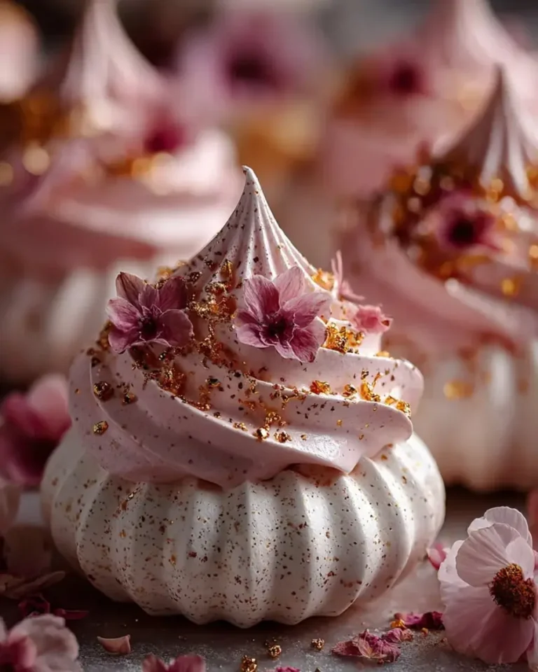 Stunning Rose Gold Cherry Blossom Pavlova Bombs