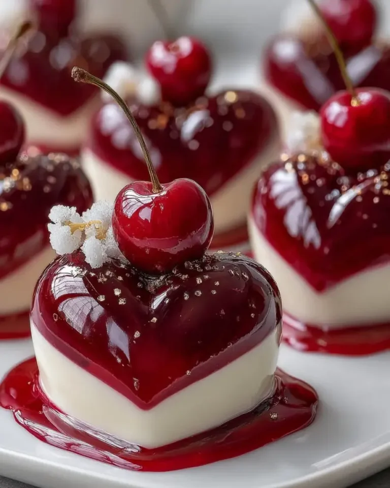 Cherry Vanilla Silk Mirror Hearts Valentine Dessert