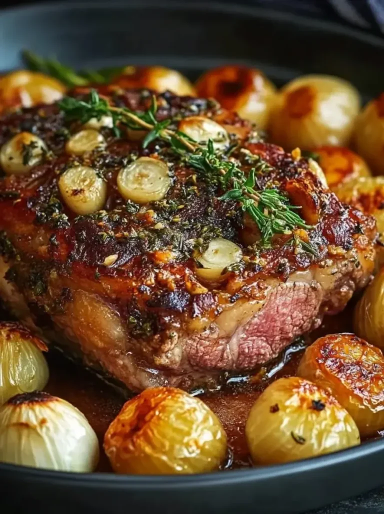 Garlic-Thyme Confit Lamb Neck with Caramelized Shallots