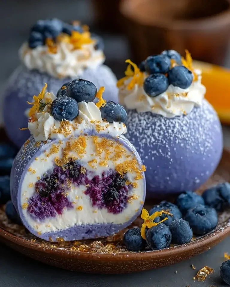 No-Bake Blueberry Citrus Dream Bombs with Golden Center