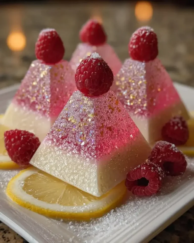Raspberry Lemon Crystal Pyramids with Cheesecake Center