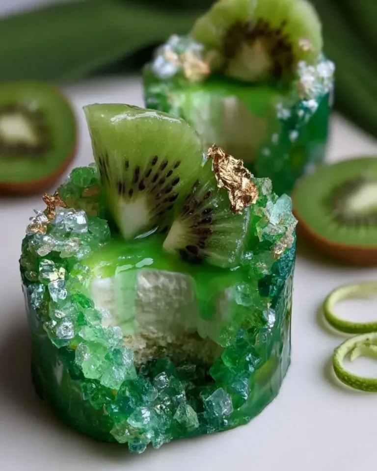 Gorgeous Emerald Kiwi Geode Cakes with Lime Cream Recipe