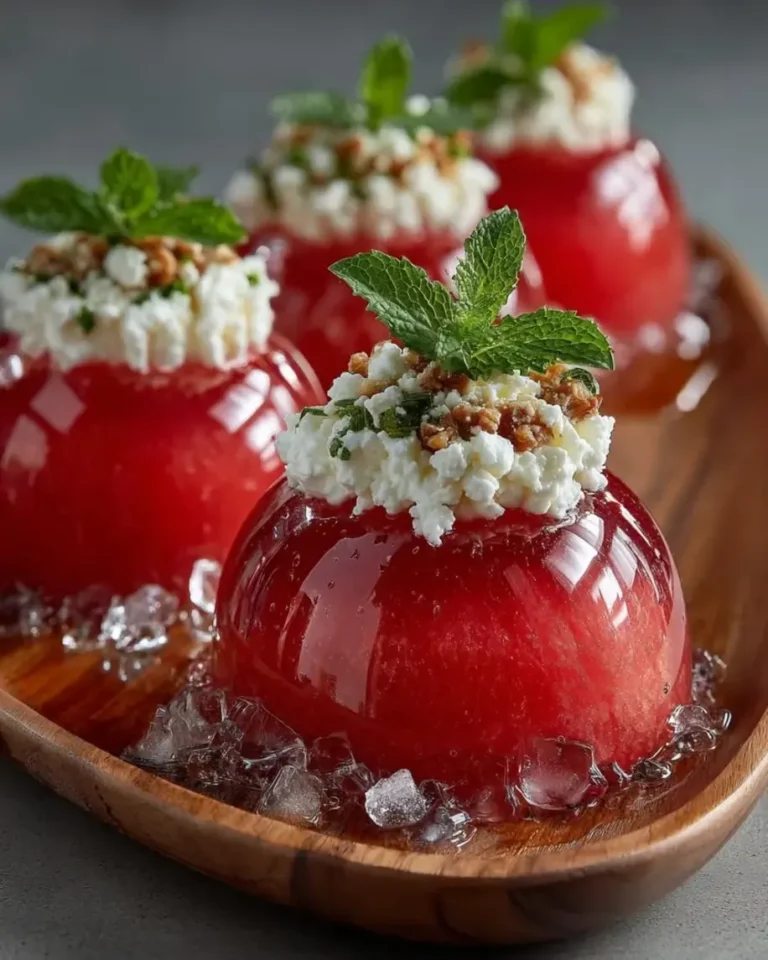 Salted Watermelon Feta Crystal Domes Refreshing Summer Dessert
